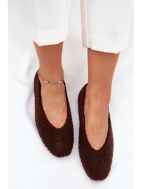 Ladies Ballet Flats With Sheepskin Chocolate Zimira