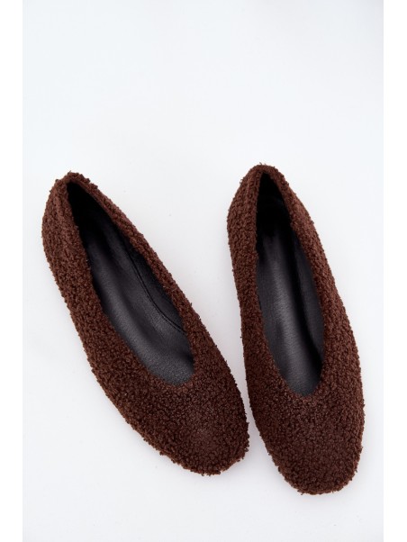 Ladies Ballet Flats With Sheepskin Chocolate Zimira