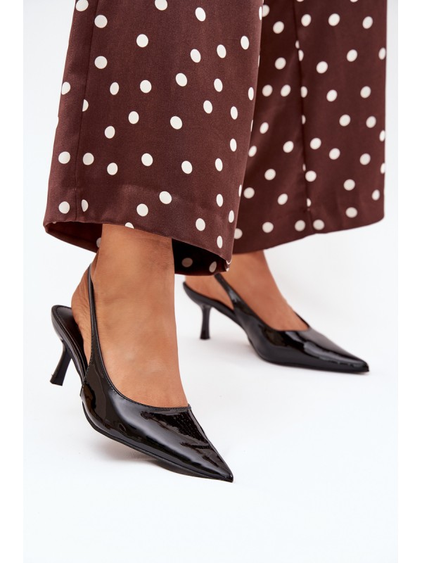 Lacquered High Heels With Open Heel Black Talira
