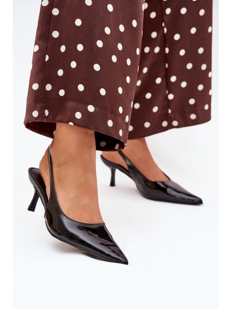 Lacquered High Heels With Open Heel Black Talira