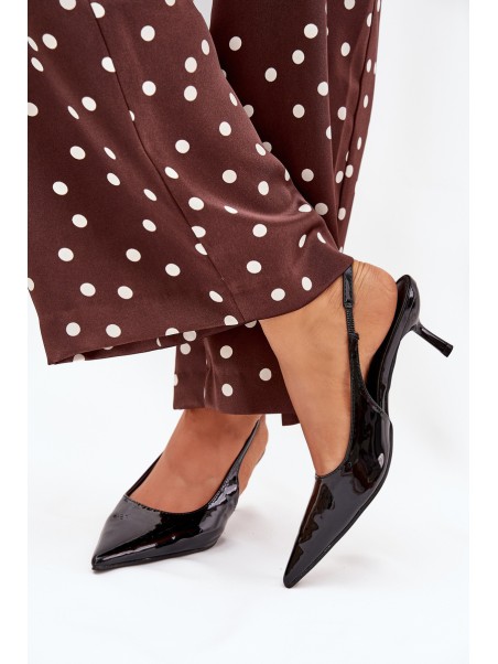 Lacquered High Heels With Open Heel Black Talira