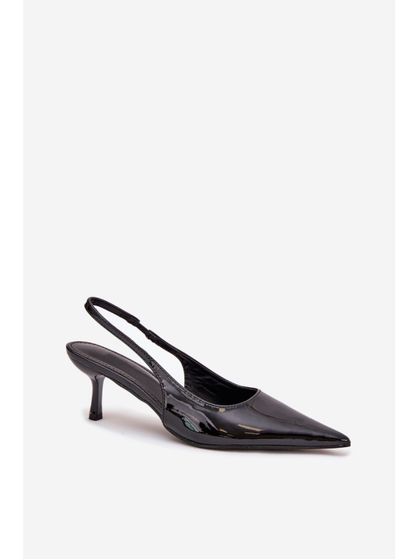 Lacquered High Heels With Open Heel Black Talira