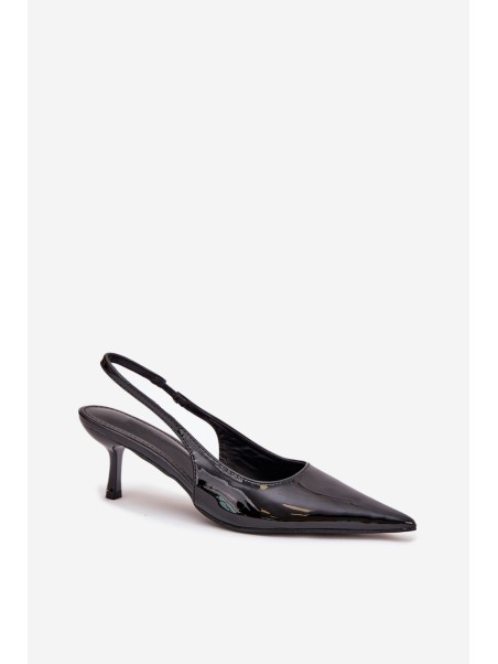 Lacquered High Heels With Open Heel Black Talira
