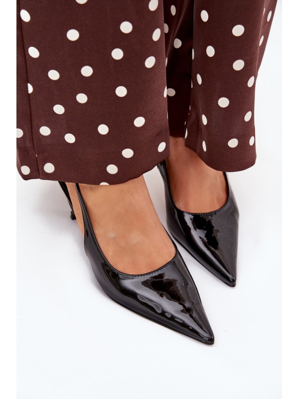 Lacquered High Heels With Open Heel Black Talira