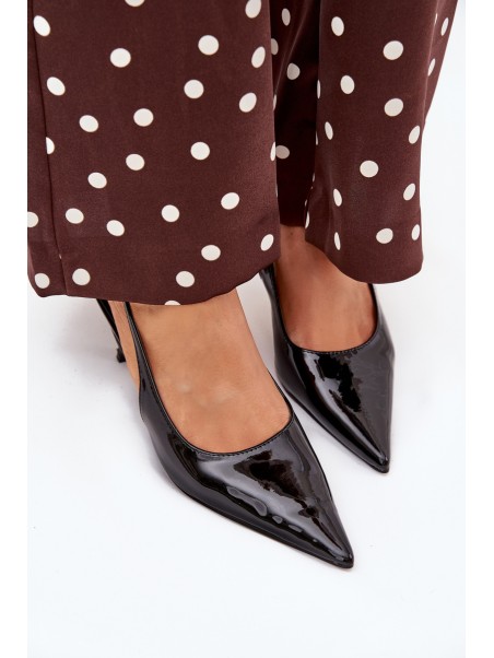 Lacquered High Heels With Open Heel Black Talira