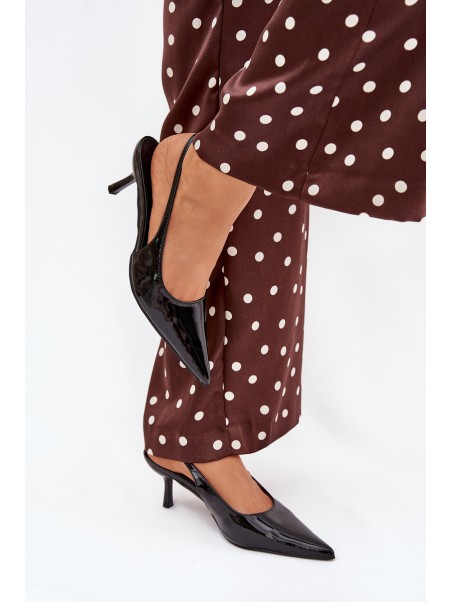 Lacquered High Heels With Open Heel Black Talira