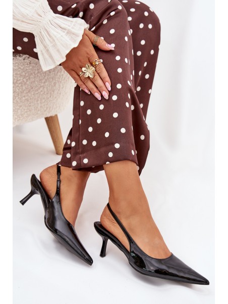 Lacquered High Heels With Open Heel Black Talira