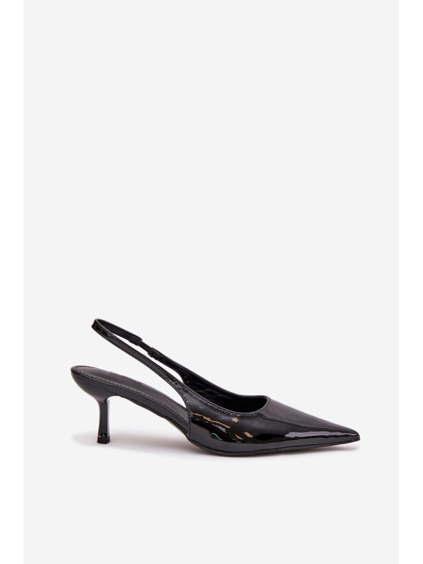Lacquered High Heels With Open Heel Black Talira