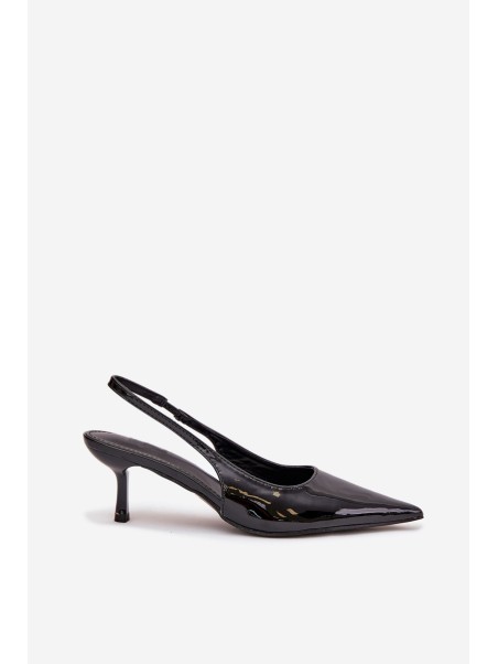 Lacquered High Heels With Open Heel Black Talira
