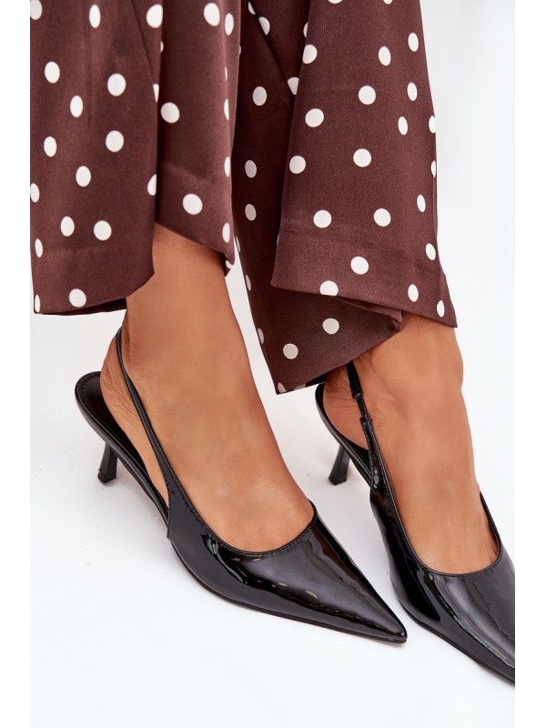 Lacquered High Heels With Open Heel Black Talira