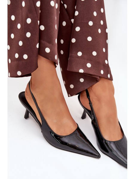 Lacquered High Heels With Open Heel Black Talira
