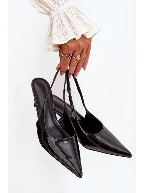 Lacquered High Heels With Open Heel Black Talira