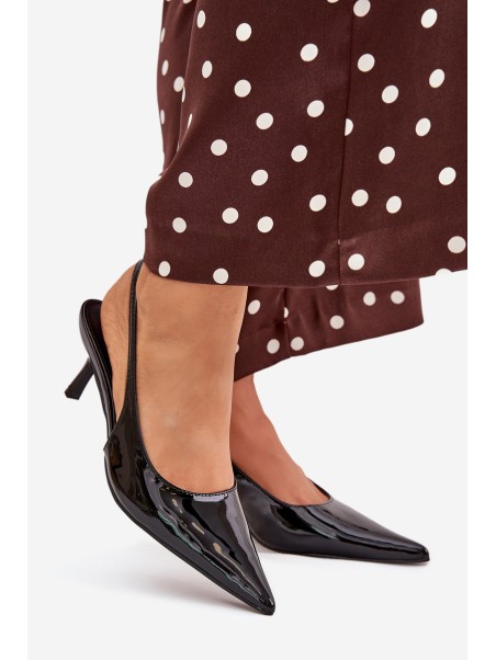 Lacquered High Heels With Open Heel Black Talira