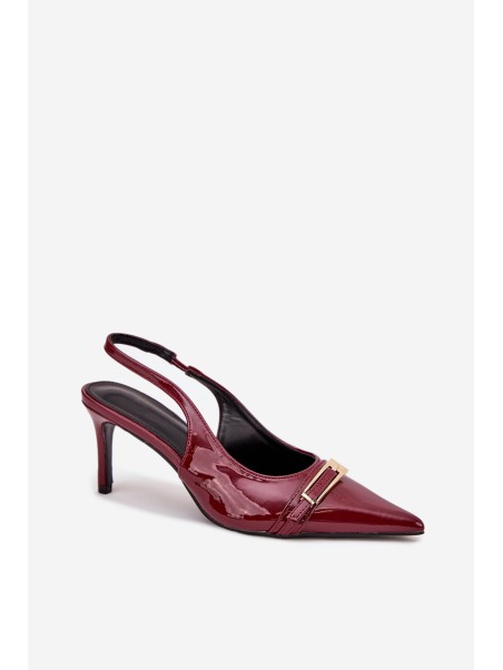 Lacquered Stiletto Heels With Gold Buckle Bordeaux Vivae