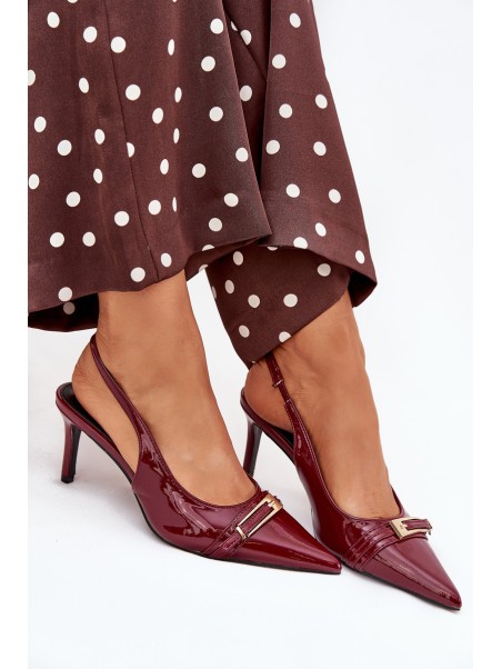 Lacquered Stiletto Heels With Gold Buckle Bordeaux Vivae