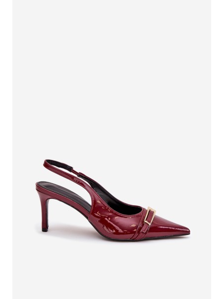 Lacquered Stiletto Heels With Gold Buckle Bordeaux Vivae
