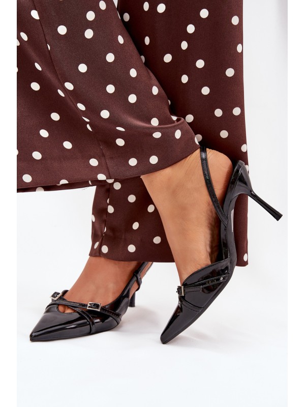 Patent Court Shoes With Open Heel And Straps Black Ravira 2