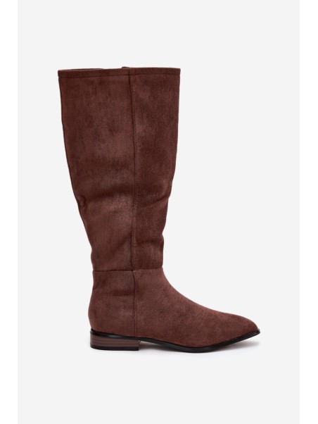 Suede Boots With Flat Heel Brown Eelin
