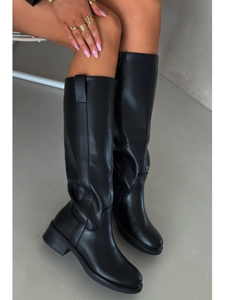 Women's Officer Boots On Low Heel Insulated Black Averna