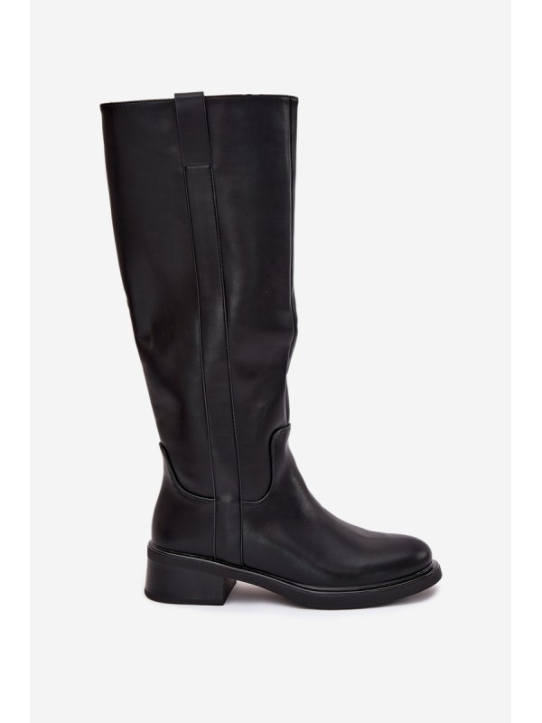 Women's Officer Boots On Low Heel Insulated Black Averna