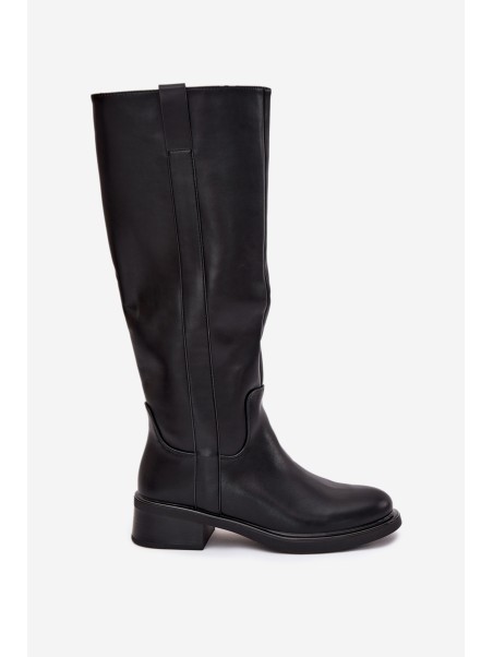 Women's Officer Boots On Low Heel Insulated Black Averna