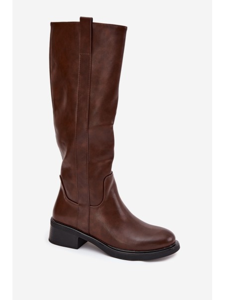 Women's Officer Boots With Low Heel Insulated Brown Averna