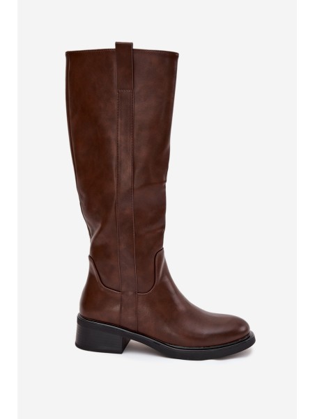 Women's Officer Boots With Low Heel Insulated Brown Averna