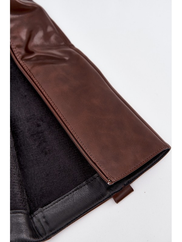 Women's Officer Boots With Low Heel Insulated Brown Averna