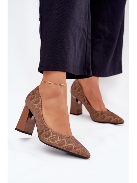 Women's Heels With Decorative Embossing Vinceza 62254 Brown