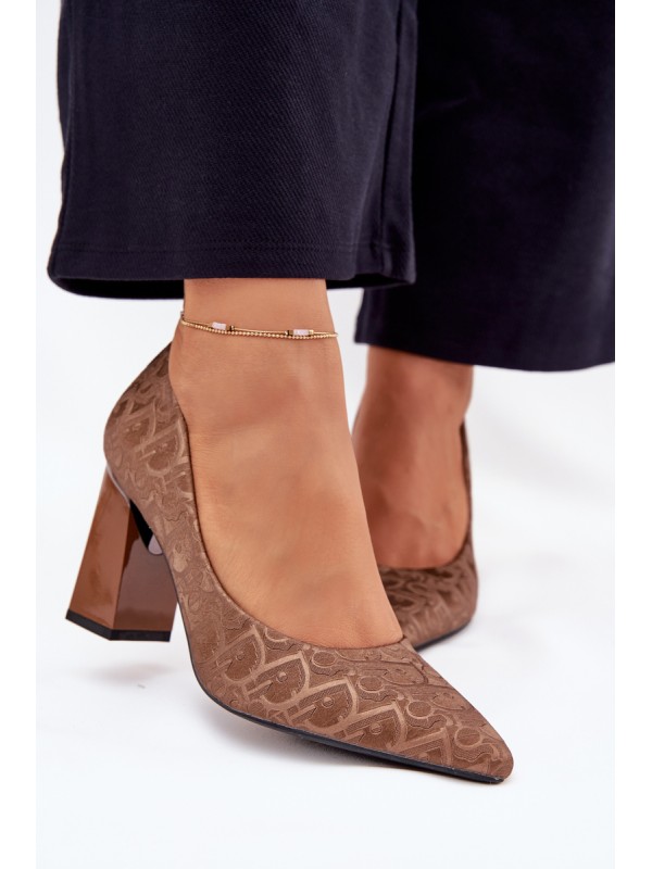 Women's Heels With Decorative Embossing Vinceza 62254 Brown 2