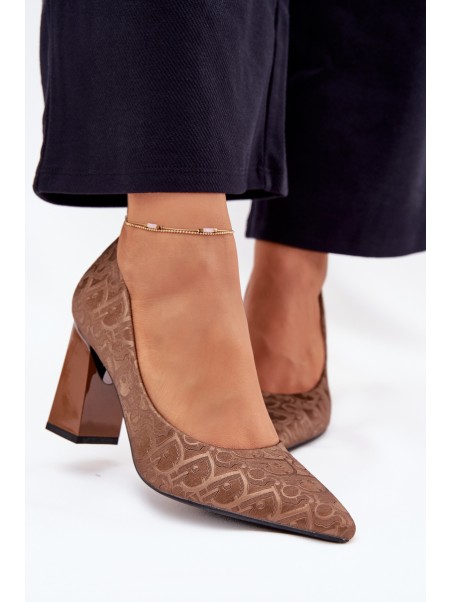 Women's Heels With Decorative Embossing Vinceza 62254 Brown
