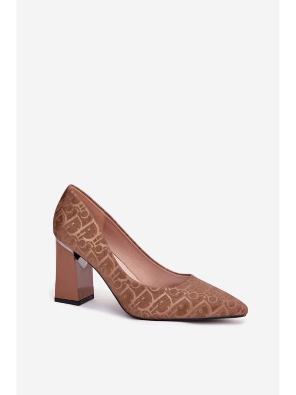 Women's Heels With Decorative Embossing Vinceza 62254 Brown