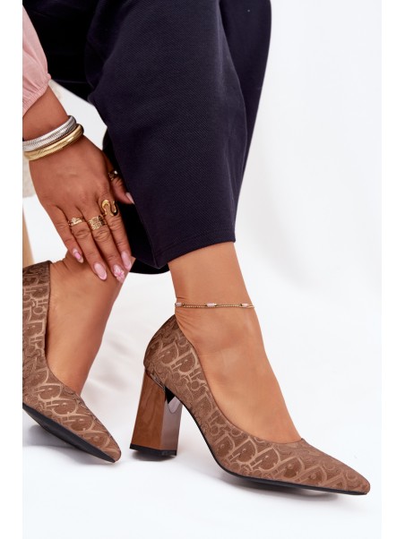 Women's Heels With Decorative Embossing Vinceza 62254 Brown