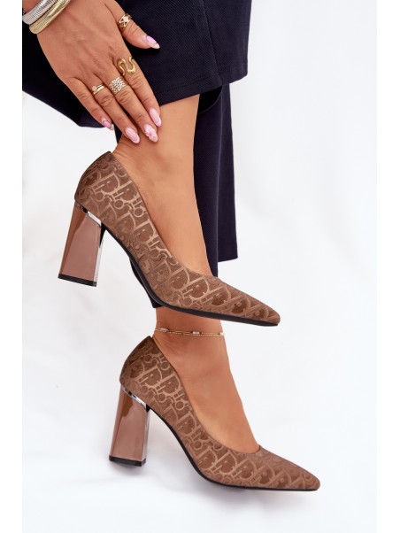 Women's Heels With Decorative Embossing Vinceza 62254 Brown