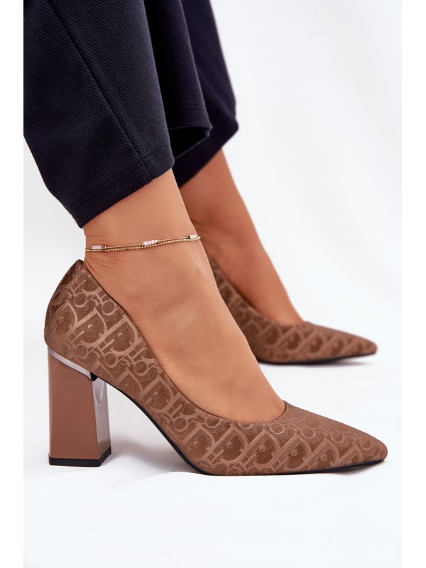 Women's Heels With Decorative Embossing Vinceza 62254 Brown