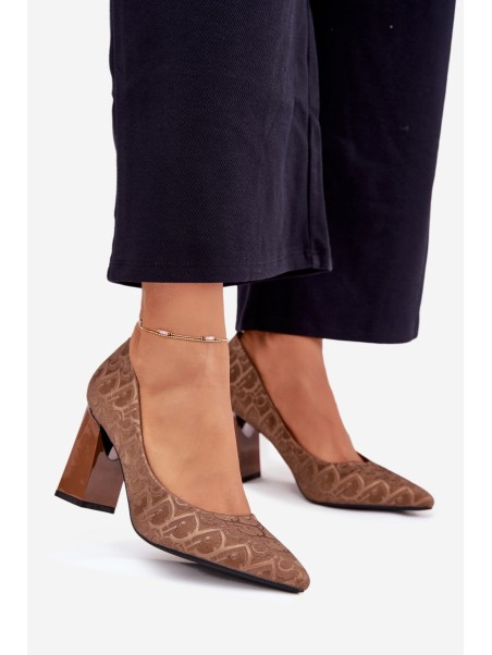 Women's Heels With Decorative Embossing Vinceza 62254 Brown
