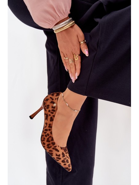 Women's Heels With Leopard Print Vinceza 62264 Brown
