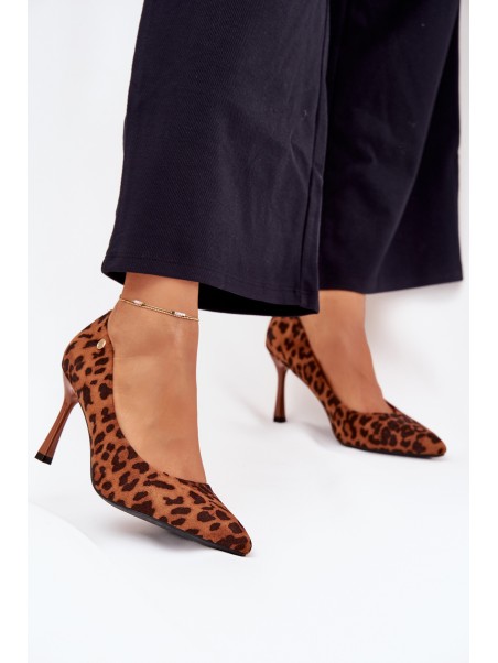 Women's Heels With Leopard Print Vinceza 62264 Brown