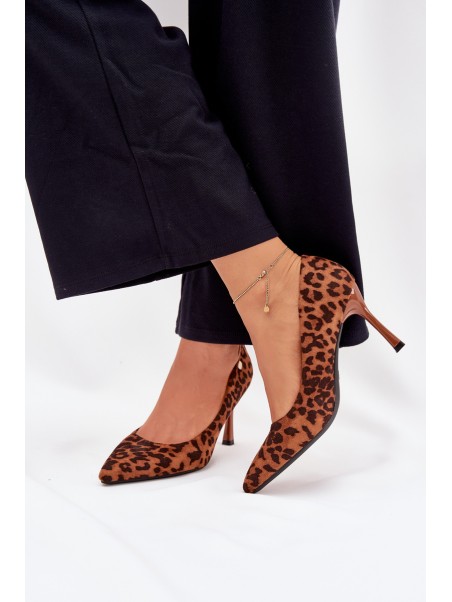 Women's Heels With Leopard Print Vinceza 62264 Brown