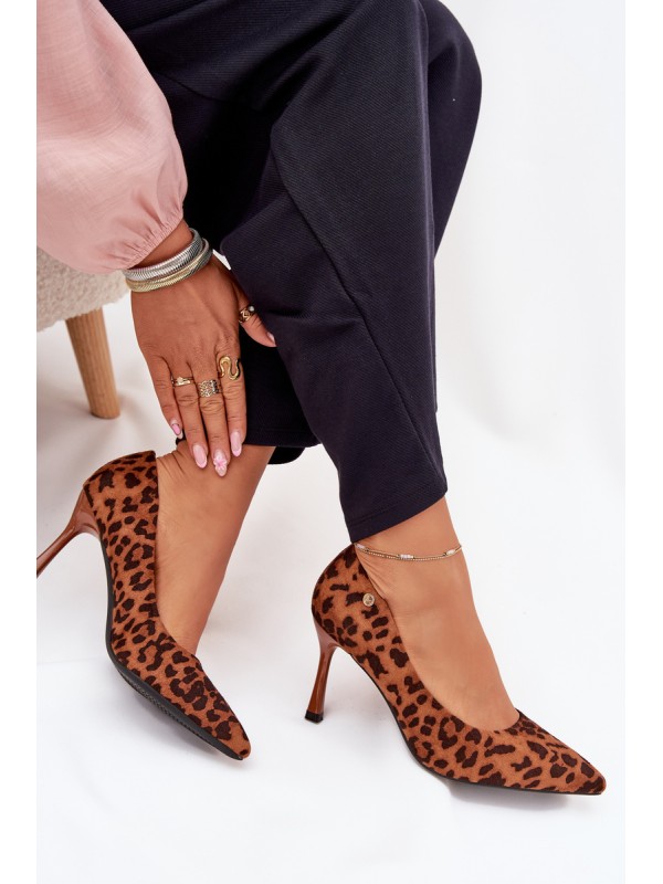 Women's Heels With Leopard Print Vinceza 62264 Brown