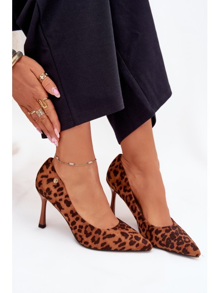 Women's Heels With Leopard Print Vinceza 62264 Brown