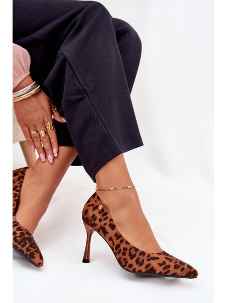 Women's Heels With Leopard Print Vinceza 62264 Brown