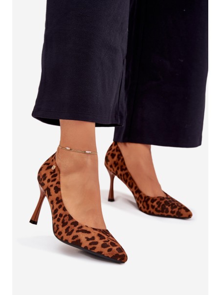 Women's Heels With Leopard Print Vinceza 62264 Brown