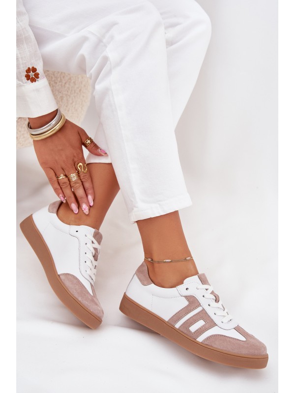 Women's Leather Sneakers Vinceza 79557 White-Beige
