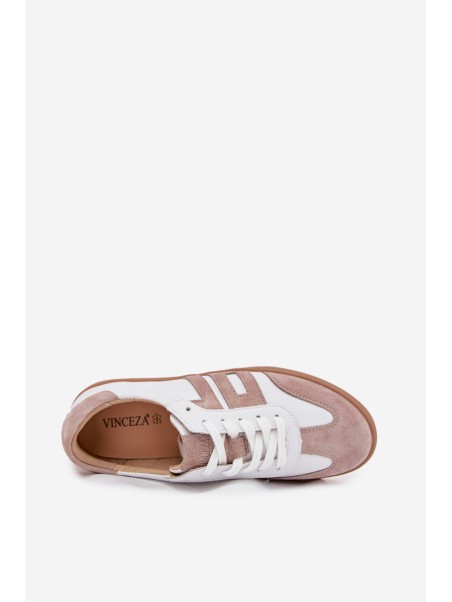 Women's Leather Sneakers Vinceza 79557 White-Beige