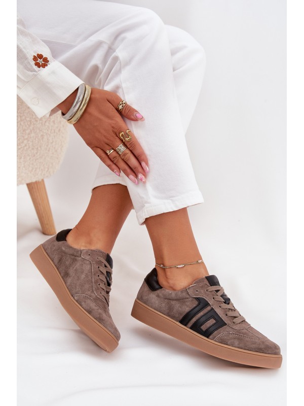 Women's Suede Sneakers Vinceza 79557 Dark Beige