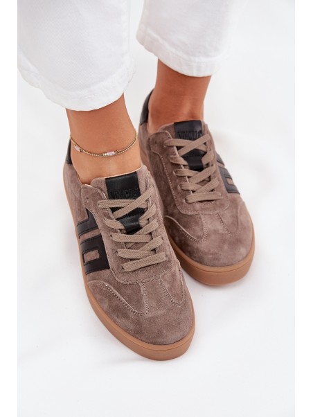 Women's Suede Sneakers Vinceza 79557 Dark Beige