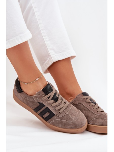 Women's Suede Sneakers Vinceza 79557 Dark Beige