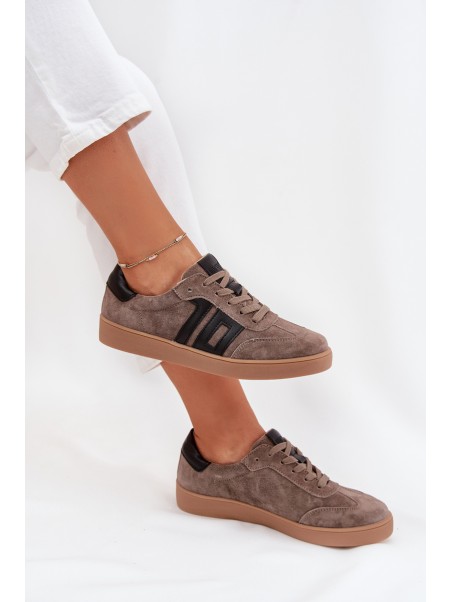 Women's Suede Sneakers Vinceza 79557 Dark Beige