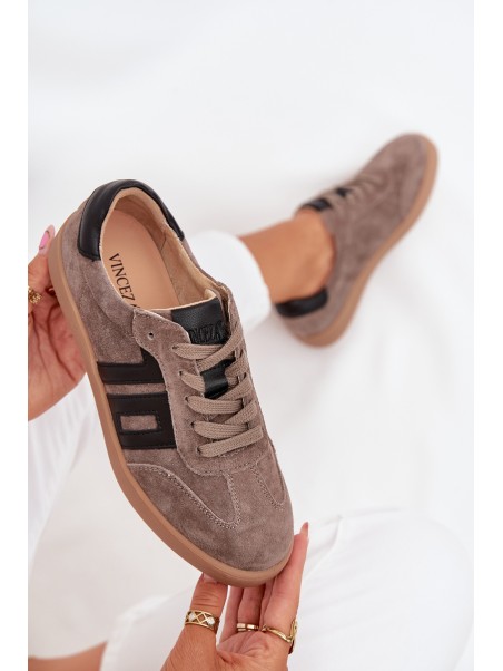 Women's Suede Sneakers Vinceza 79557 Dark Beige